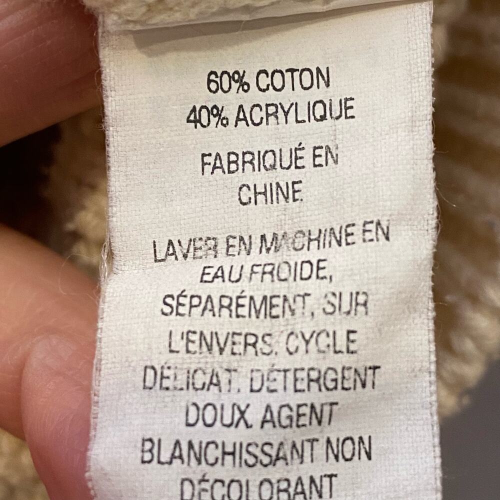 L.L. Bean Youth Irish Cable Knit Crew Neck Sweater Cream size M 10/12 - Picture 4 of 5